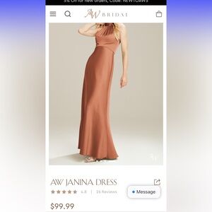 AW Bridal bridesmaids dress in raw sienna